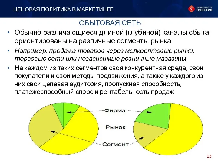 Обычно различающиеся длиной (глубиной) каналы сбыта ориентированы на различные сегменты