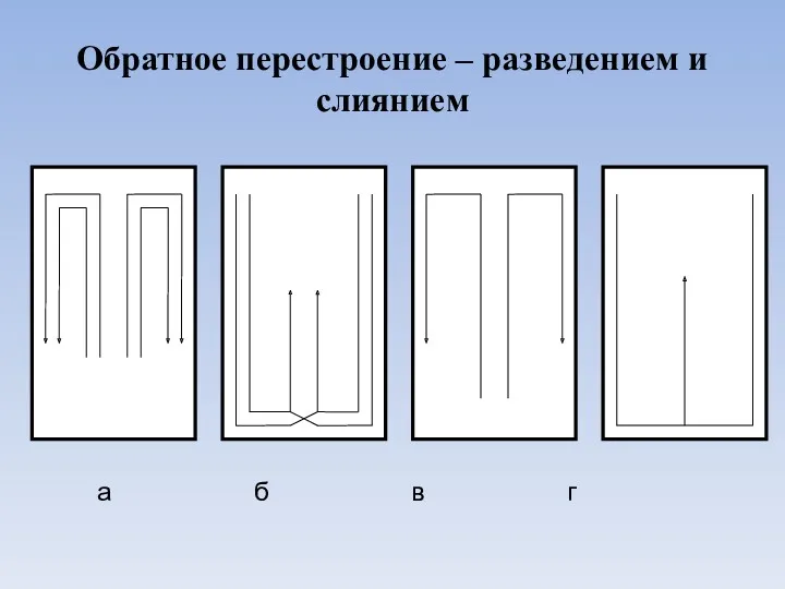 Обратное перестроение – разведением и слиянием а б в г