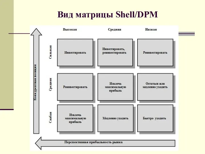 Вид матрицы Shell/DPM