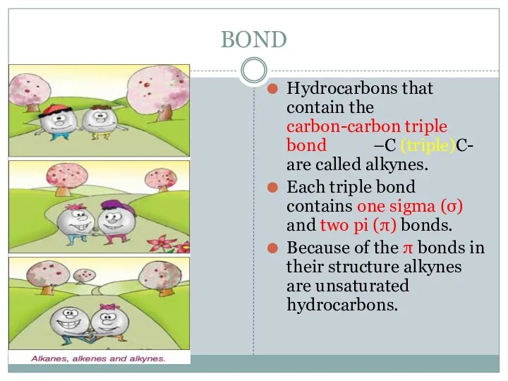 BOND Hydrocarbons that contain the carbon-carbon triple bond –C (triple)C- are called alkynes.