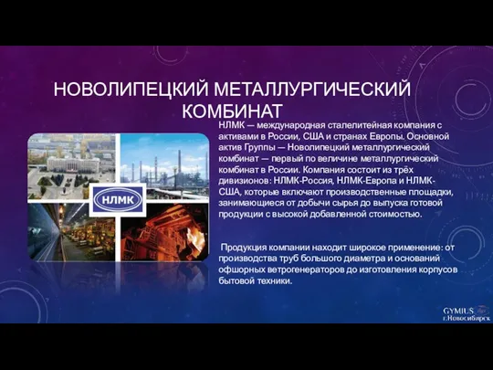НОВОЛИПЕЦКИЙ МЕТАЛЛУРГИЧЕСКИЙ КОМБИНАТ НЛМК — международная сталелитейная компания с активами в России, США