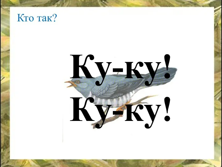 Кто так? Ку-ку! Ку-ку!