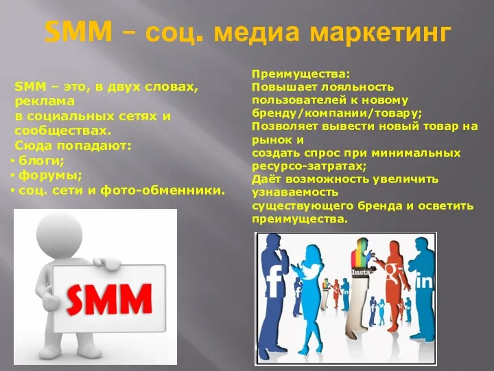 SMM – соц. медиа маркетинг SMM – это, в двух