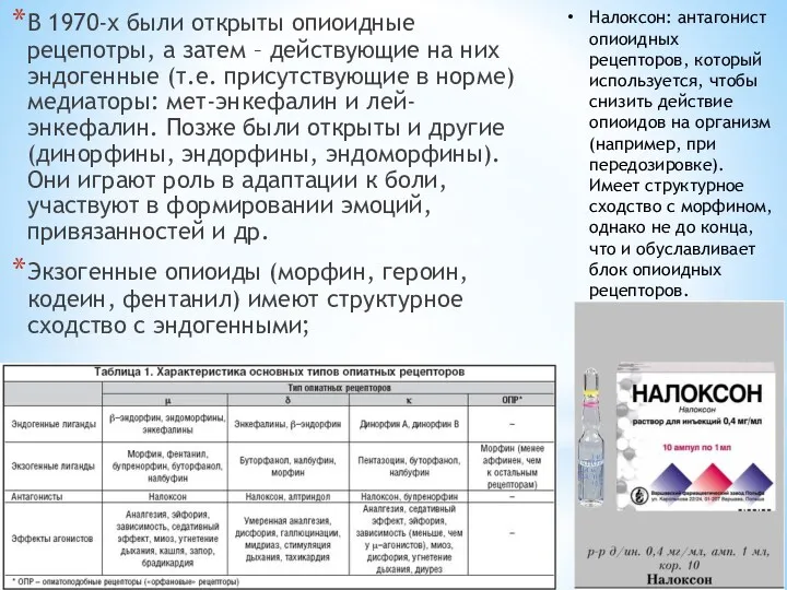 В 1970-х были открыты опиоидные рецепотры, а затем – действующие