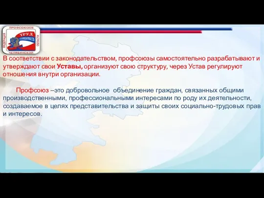 В соответствии с законодательством, профсоюзы самостоятельно разрабатывают и утверждают свои