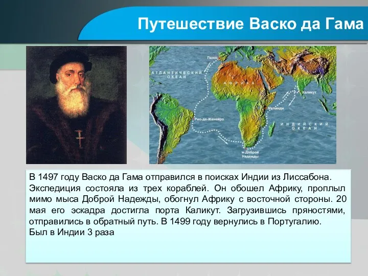 Путешествие Васко да Гама В 1497 году Васко да Гама