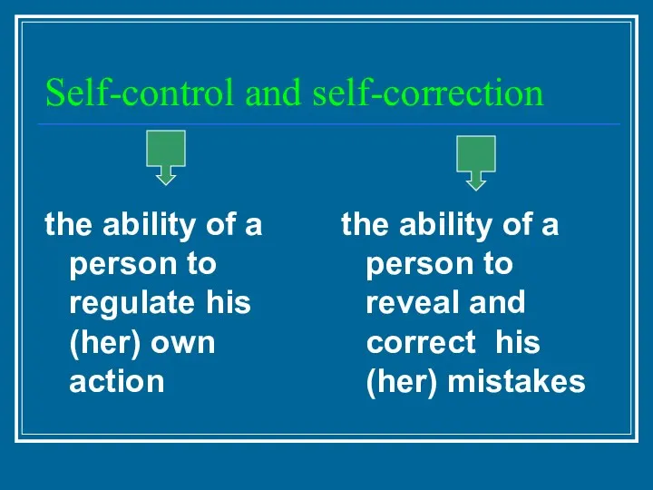 Self-control and self-correction the ability of a person to regulate