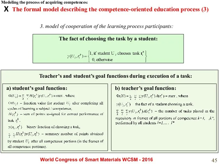 The fact of choosing the task by a student: The