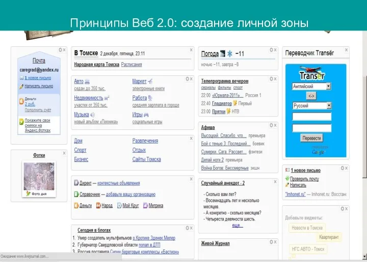 Принципы Веб 2.0: создание личной зоны