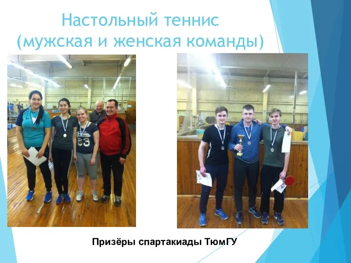 Настольный теннис (мужская и женская команды) Призёры спартакиады ТюмГУ