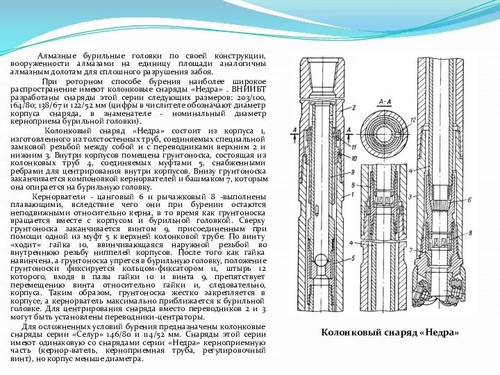 Алмазные бурильные головки по своей конструкции, вооруженности алмазами на единицу