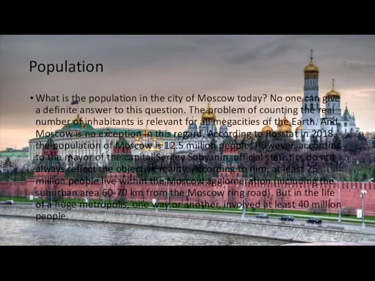 Population What is the population in the city of Moscow