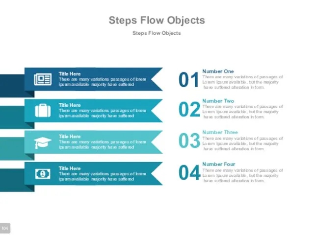 Steps Flow Objects Steps Flow Objects 01 02 03 04