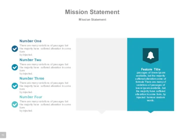 Mission Statement Mission Statement Feature Title passages of lorem ipsum