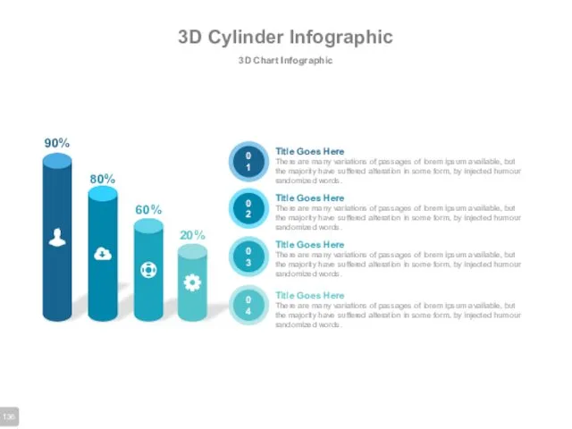 3D Cylinder Infographic 3D Chart Infographic 90% 20% 80% 60%