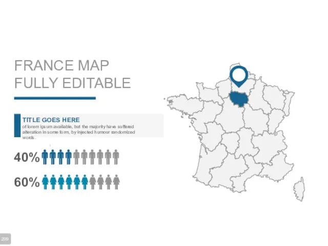 FRANCE MAP FULLY EDITABLE TITLE GOES HERE of lorem ipsum