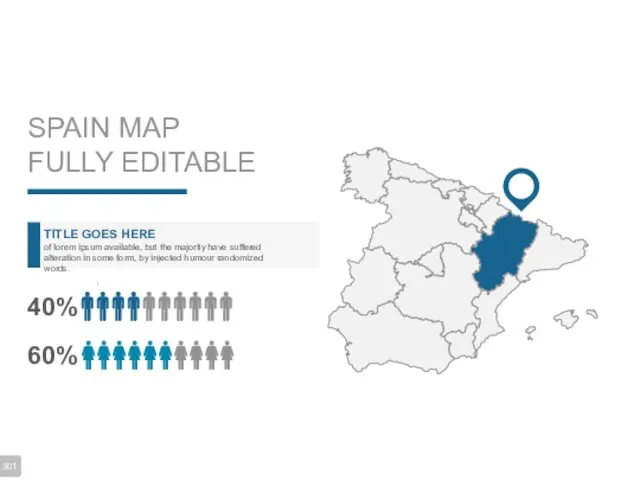 SPAIN MAP FULLY EDITABLE TITLE GOES HERE of lorem ipsum