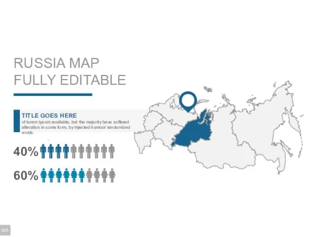 RUSSIA MAP FULLY EDITABLE TITLE GOES HERE of lorem ipsum