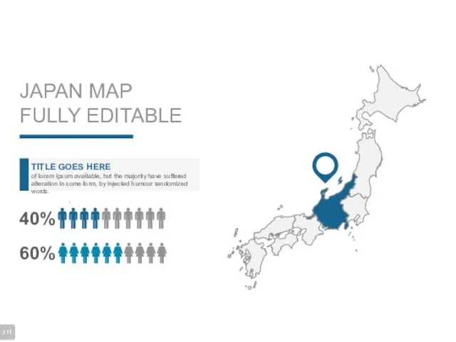 JAPAN MAP FULLY EDITABLE TITLE GOES HERE of lorem ipsum