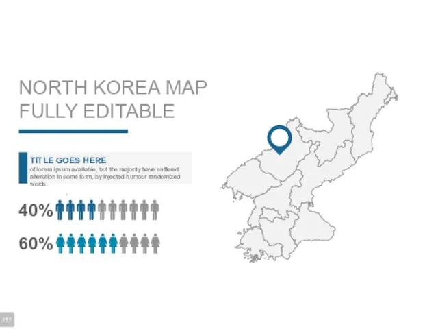 NORTH KOREA MAP FULLY EDITABLE TITLE GOES HERE of lorem
