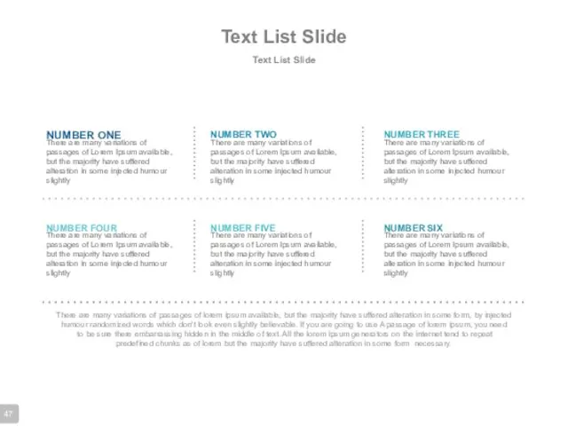 Text List Slide Text List Slide There are many variations