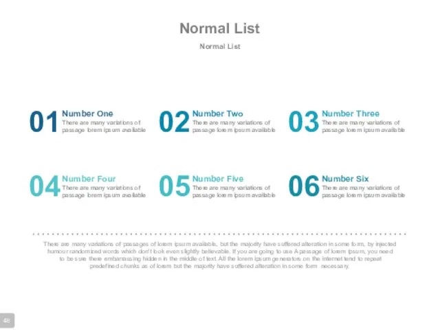 Normal List Normal List Number One There are many variations