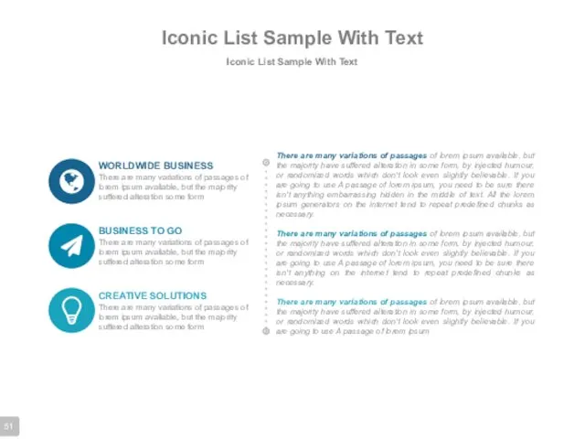 Iconic List Sample With Text Iconic List Sample With Text