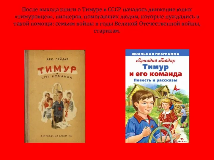 После выхода книги о Тимуре в СССР началось движение юных
