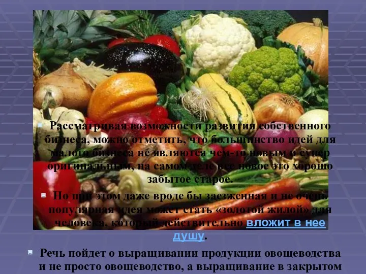 Рассматривая возможности развития собственного бизнеса, можно отметить, что большинство идей