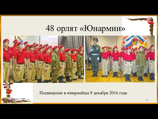 48 орлят «Юнармии» Посвящение в юнармейцы 9 декабря 2016 года