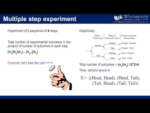 Multiple step experiment Experiment of a sequence of k steps Total number of