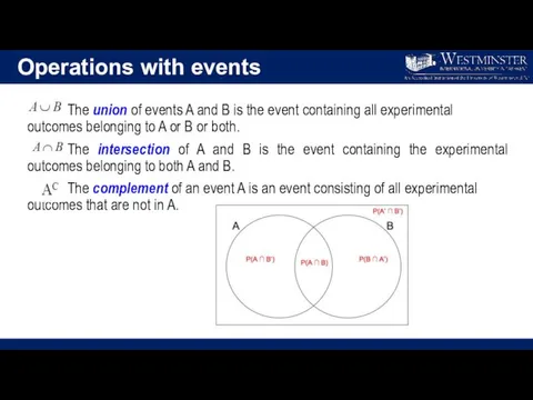 Operations with events The union of events A and B