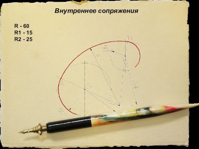 Внутреннее сопряжения R - 60 R1 - 15 R2 - 25