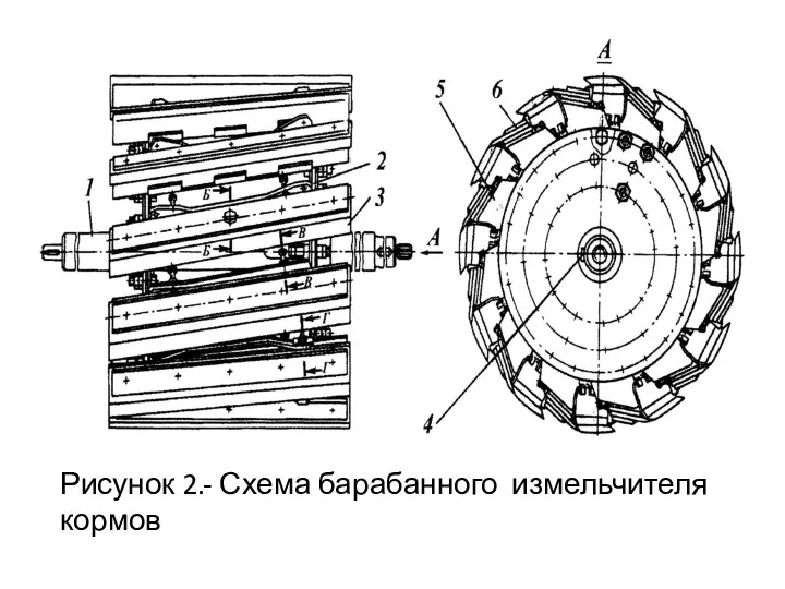 Рисунок 2.- Схема барабанного измельчителя кормов