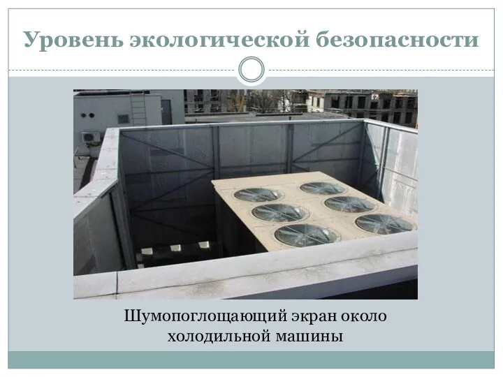Уровень экологической безопасности Шумопоглощающий экран около холодильной машины