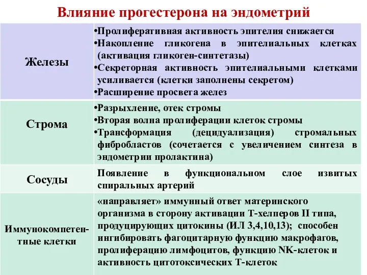 Влияние прогестерона на эндометрий