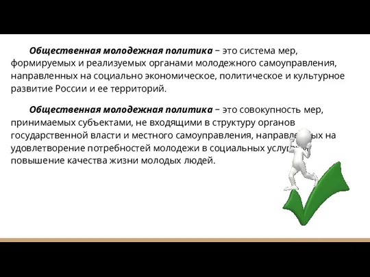 Общественная молодежная политика − это система мер, формируемых и реализуемых