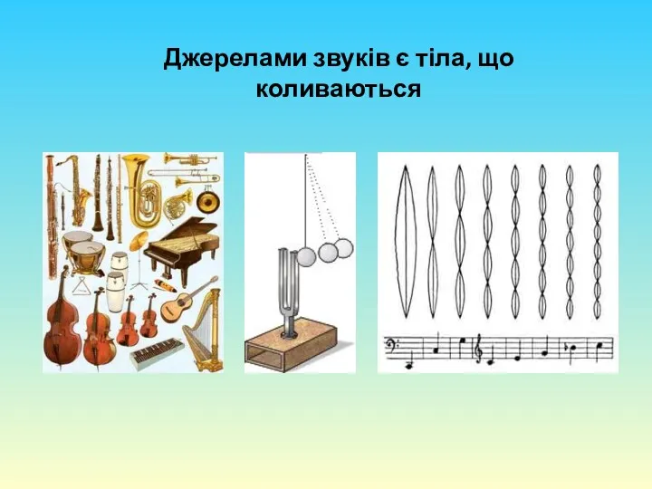 Джерелами звуків є тіла, що коливаються