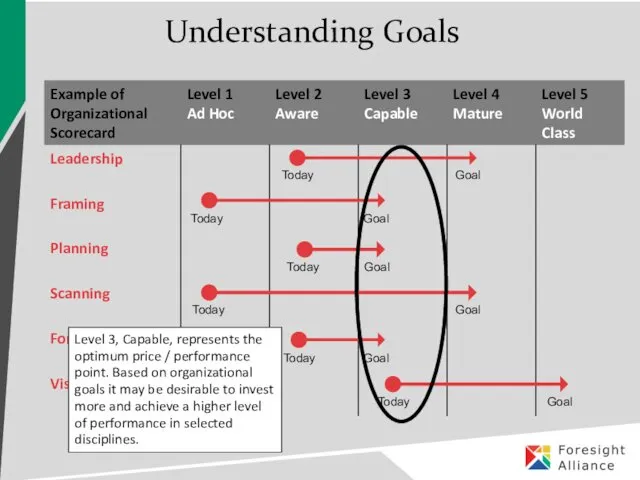 Understanding Goals Level 3, Capable, represents the optimum price /