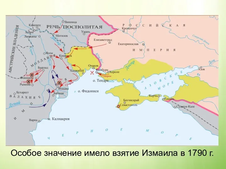 Особое значение имело взятие Измаила в 1790 г.