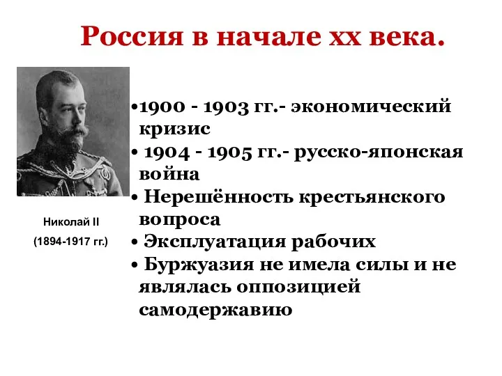 Россия в начале хх века. 1900 - 1903 гг.- экономический