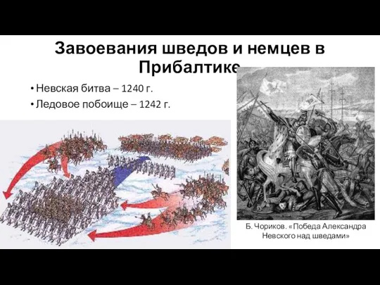 Завоевания шведов и немцев в Прибалтике Невская битва – 1240