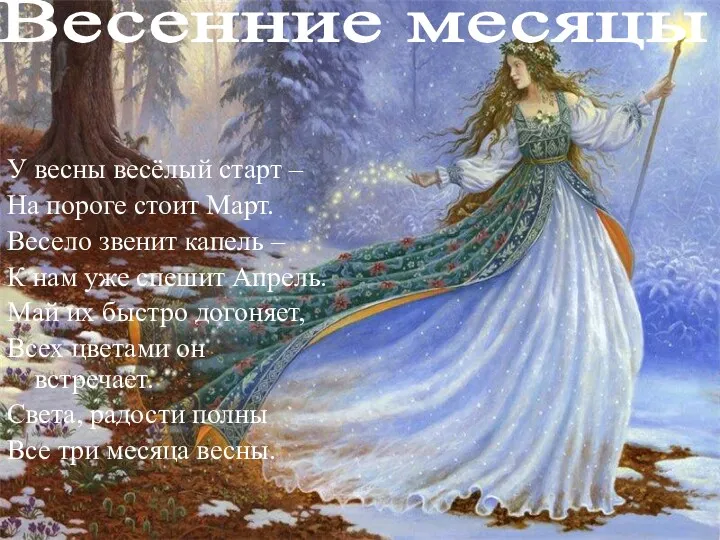 Весенние месяцы У весны весёлый старт – На пороге стоит