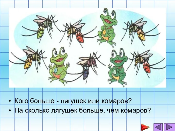 Кого больше - лягушек или комаров? На сколько лягушек больше, чем комаров?