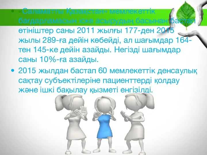 «Саламатты Қазақстан» мемлекеттік бағдарламасын іске асырудың басынан бастап өтініштер саны