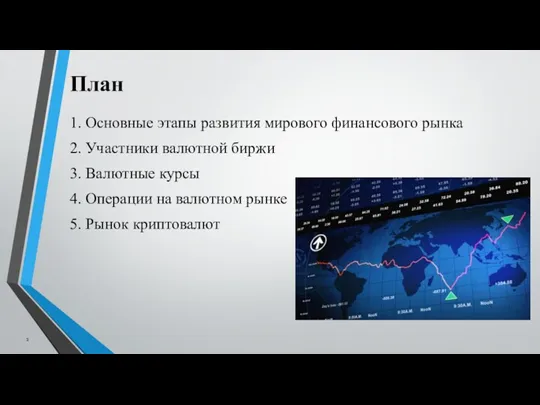 План 1. Основные этапы развития мирового финансового рынка 2. Участники