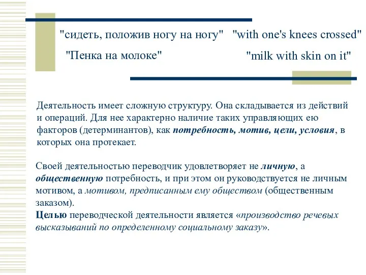 "сидеть, положив ногу на но­гу" "with one's knees crossed" "Пенка