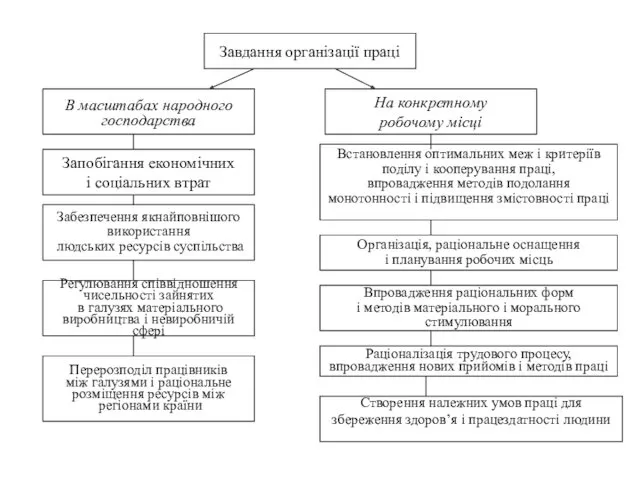 Завдання організації праці В масштабах народного господарства Запобігання економічних і