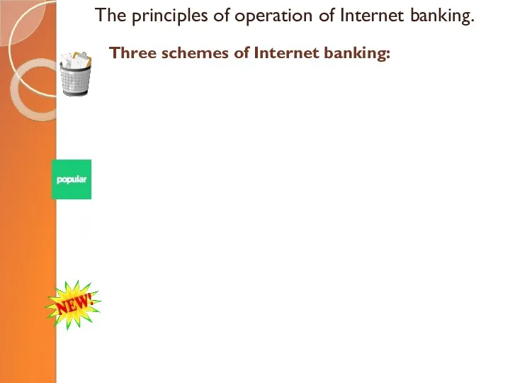 The principles of operation of Internet banking. Three schemes of Internet banking: