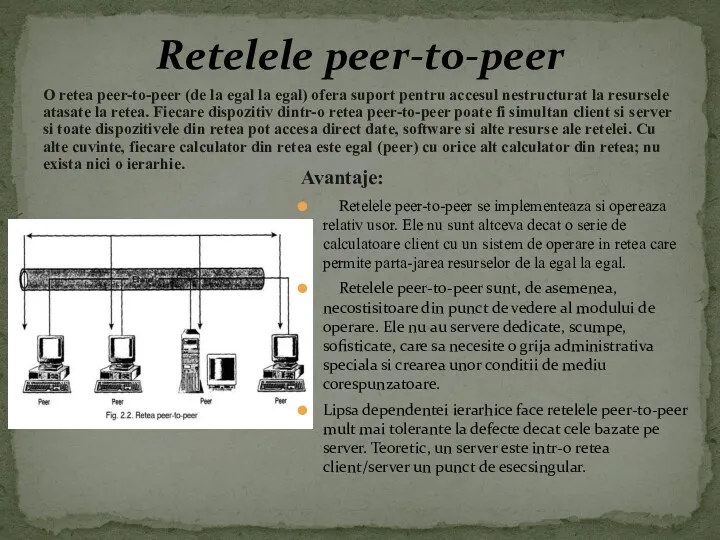 O retea peer-to-peer (de la egal la egal) ofera suport